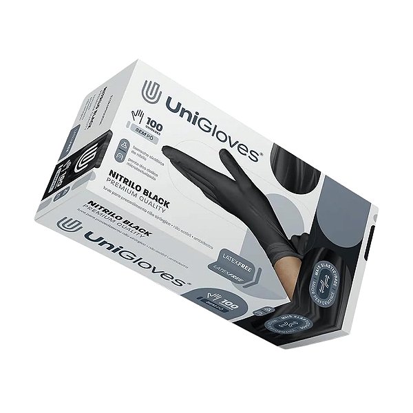 Luva Nitrílica Black Premium Tamanho M - Unigloves