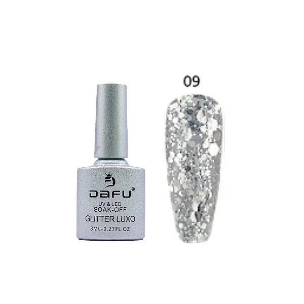 Esmalte em Gel Rio de Prata 009 Glitter Prateado 8ml - Dafu