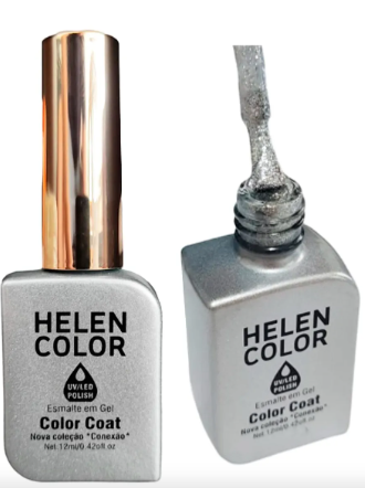 Esmalte Gel Helen Color Conexão Prata Glitter Prateado - Cor 15