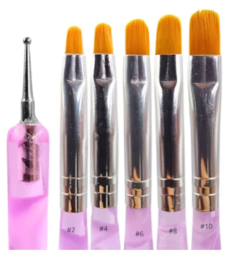 KIT PINCEL PONTA DUPLA LINGUA DE GATO COM BOLEADOR D&Z C/ 5 UN