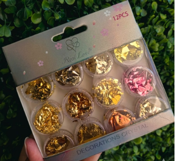 Kit 12 Potinho Folha Colorida Para Decoração De Unhas - Real Love