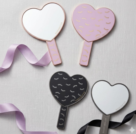 ESPELHO DE MÃO PARA CÍLIOS CORAÇÃO PRETO