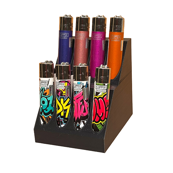 Expositor para Isqueiro Clipper – 8 Unidades -ACOMPANHA OS ISQUEIROS - ISQUEIROS ALEATORIOS
