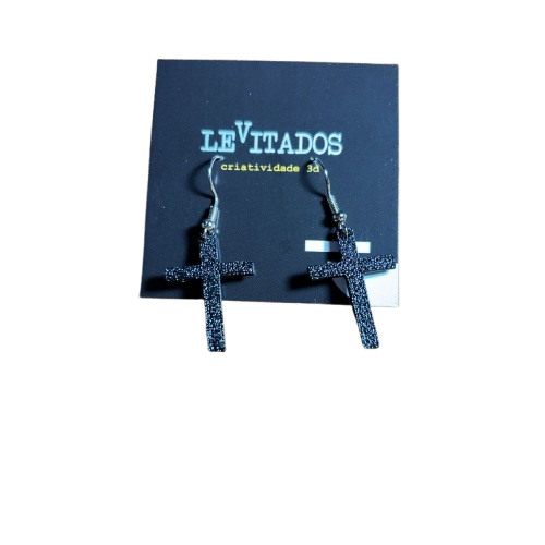 10 Pares de Brincos Cruz Preta (ATACADO)