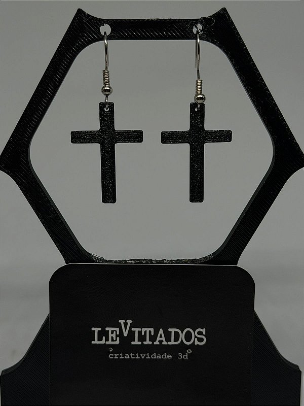 10 Pares de Brincos Cruz Preta (ATACADO)