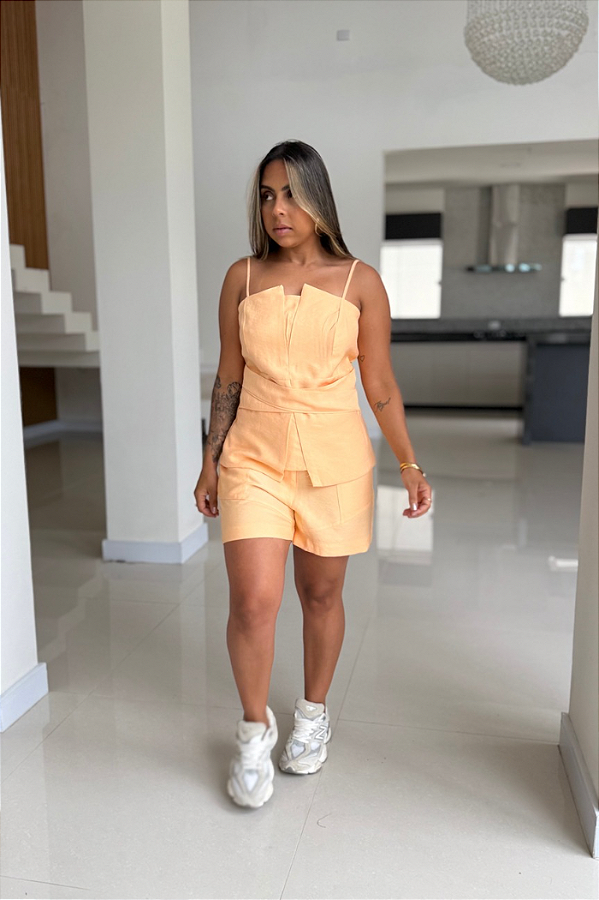 Short Alfaiataria Costuras Rebatida Frente 2851