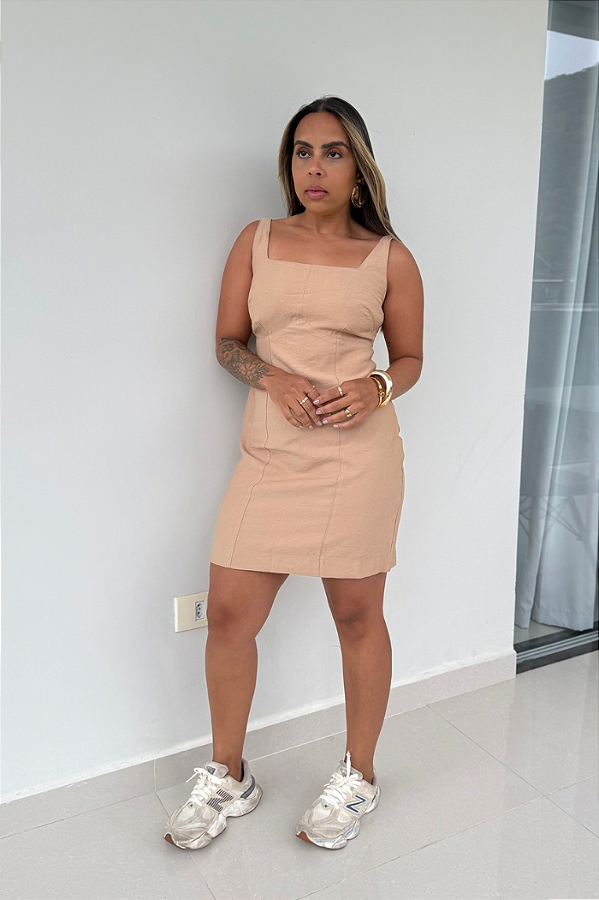 Vestido Alfaiataria Curto Lastex e Zíper Costa 2417