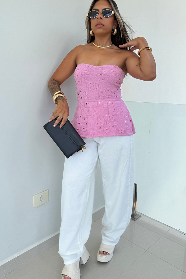 Blusa S/ Alça Modal C/ Furinho 3480