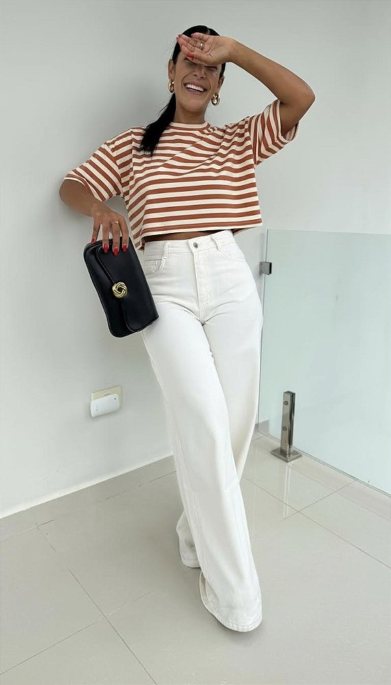 Cropped Listrado c/ Manga 1542