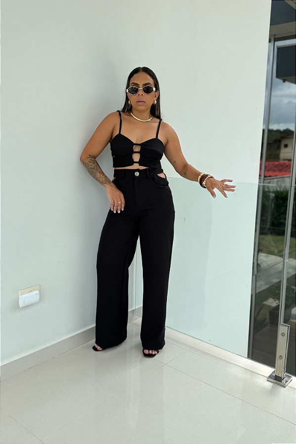 Calça Pantalona Alfaiataria Abertura Cós 1630