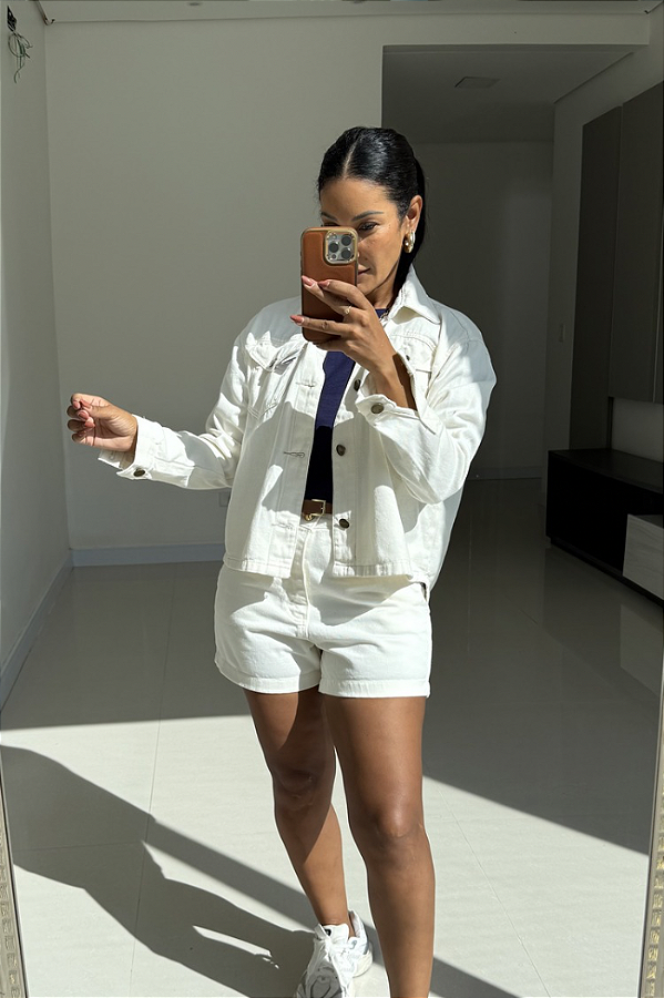 Jaqueta Over Size em Sarja Off White 2765