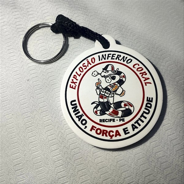Chaveiro emborrachado escudo bola Explosão Inferno Coral