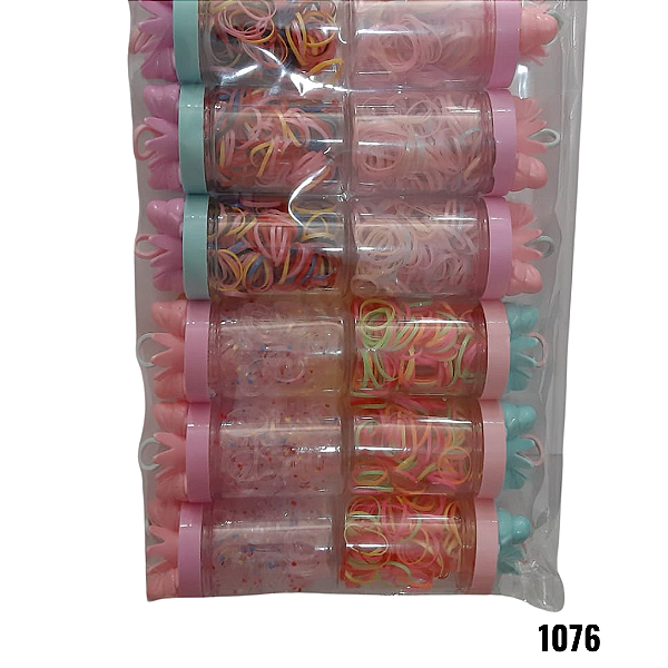 NE1076 - Liguinha de cabelo 170 elasticos de borracha por pc com – Pacote com 12 unidades (Atacado)