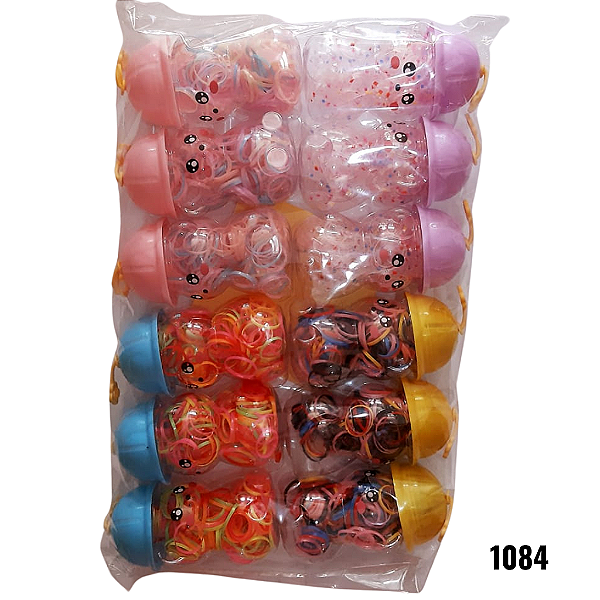 NE1084 - Liguinha de cabelo 170 elasticos de borracha por pc com 1084 – Pacote com 12 unidades (Atacado)