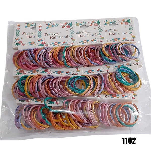 NE1102 - Elástico de cabelo 12 pcs por kit/ 3cm colorido atacado 1102 – Pacote com 12 unidades (Atacado)