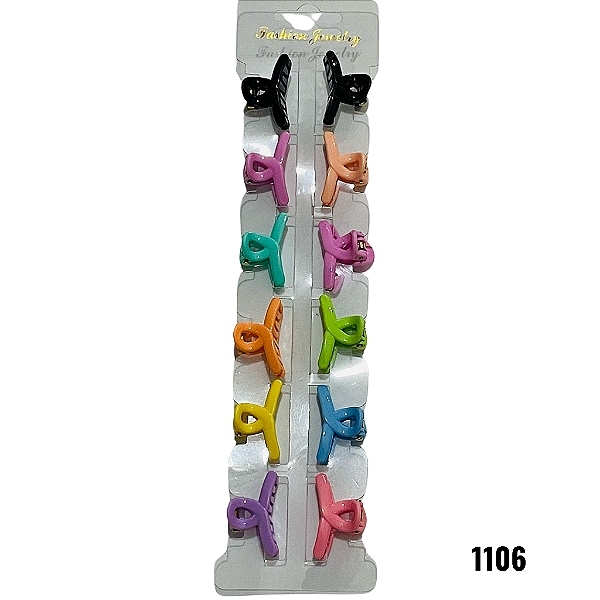 NE1106 - Presilha de cabelo 12 pcs por kit/ 3cm- atacado 1106 – Pacote com 12 unidades (Atacado)