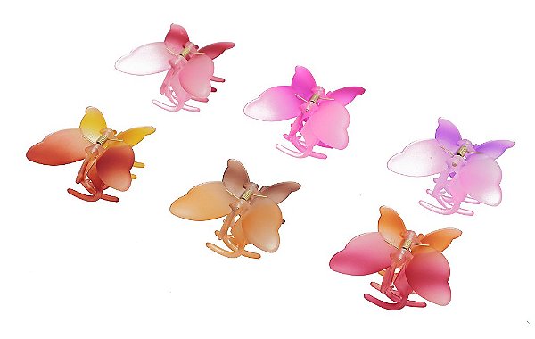 NE10055 - 10055 piranha de cabelo borboleta plástico+ ferro, 7 cm – Pacote com 12 unidades (Atacado)