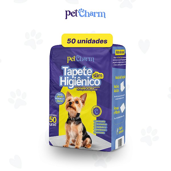 Tapete Higiênico PetCharm Slim - Tamanho 50cm x 60cm Para Cachorros (50 Unidades)