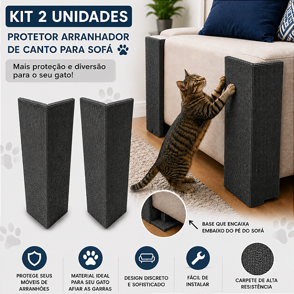 (Kit 2un) - GRAFITE - Arranhador De Canto Para Gatos Protetor Canto Sofá Cama Box