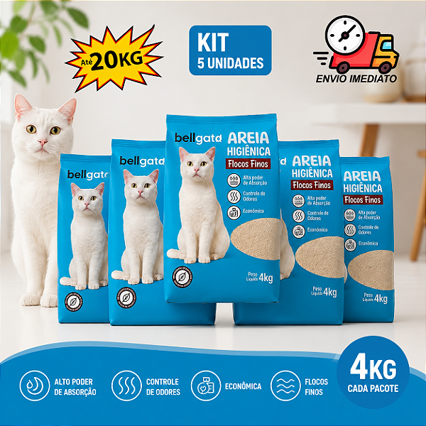Areia Sanitária Higiênica Para Gatos de Argila Bellgato Grãos Finos