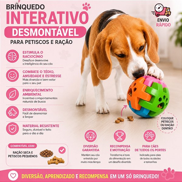 Brinquedo Interativo Petisco Para Cães Pequenos Médio E Grandes