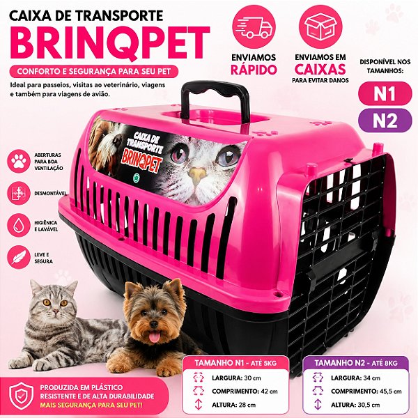 Caixa de Transporte Pet N° 1 2 Para Cachorros Pequenos E Gatos Porta 4 Travas Plástico Casa Casinha