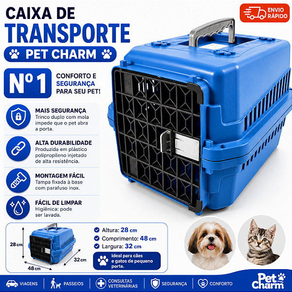 Caixa de Transporte N1 Pequena Colorida Com Porta Preta