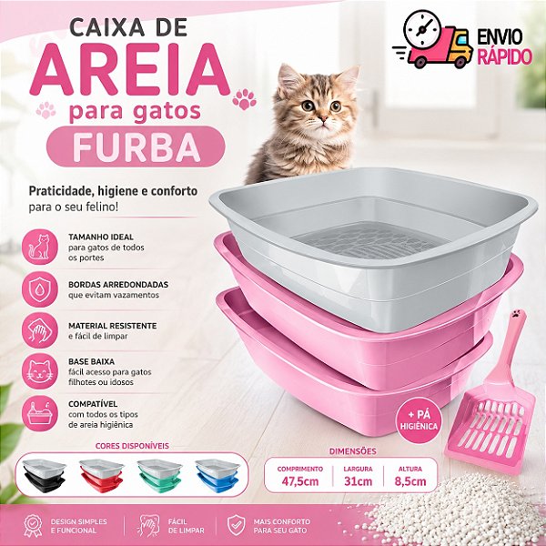 Caixa de Areia Furba + Pá Higiênica Para Gatos