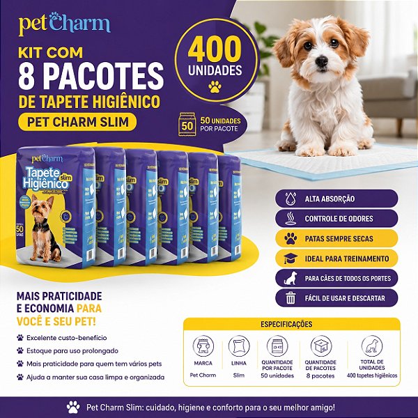 8 Pacotes Tapete Higiênico Para Cães - 400 Unidades 60x50cm