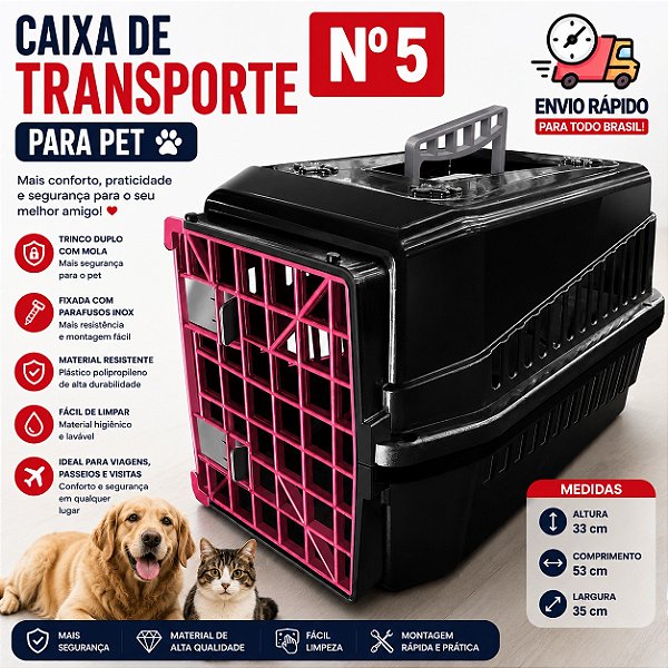 Caixa de Transporte N5 Preta Com Porta Colorida