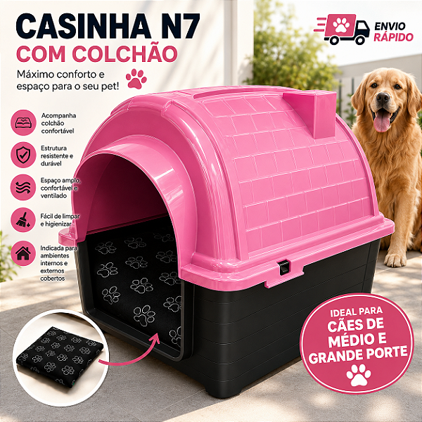Casa Casinha Para Cachorro Com Colchão N7