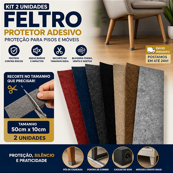 Feltros Adesivo 50cm X 10cm KIT 2un