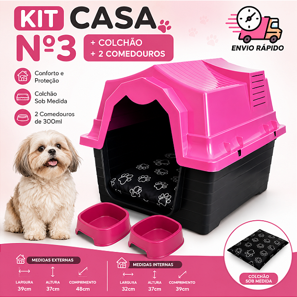 Casa nº3 + Colchão + 2 comedouros 300ml