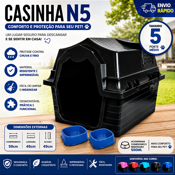 casa nº5 + 2 comedouros 500ML