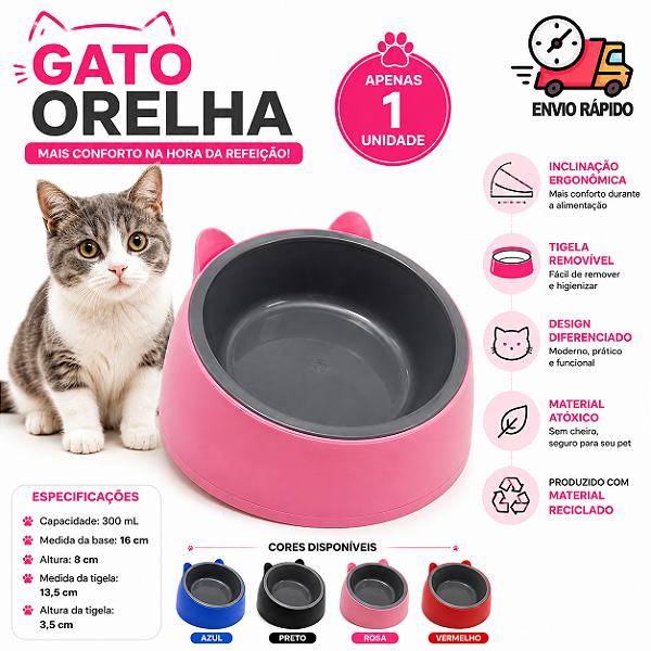 Comedouro Orelha de Gato