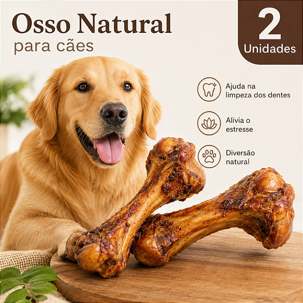 Mordedor Para Cachorro Osso Fêmur Natural 2 Unidades