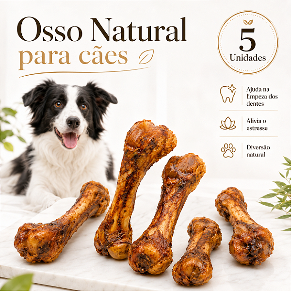 Mordedor Para Cachorro Natural Osso Fêmur 5 Unidades