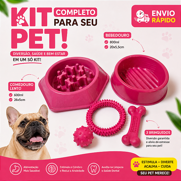 Comedouro educativo lento + Comedouro 1L+ brinquedos