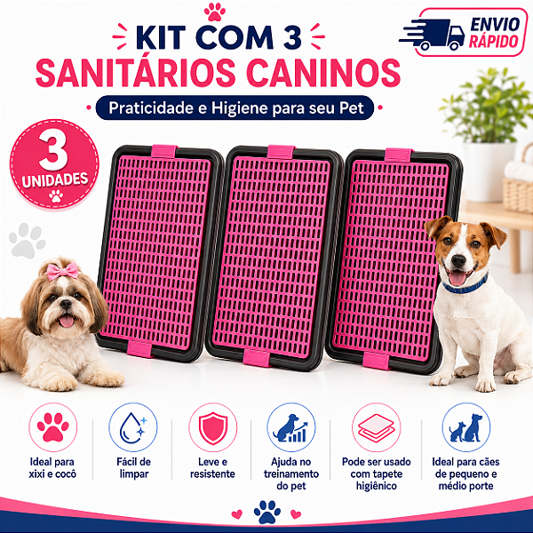 Kit 3 Sanitários Para Cachorro