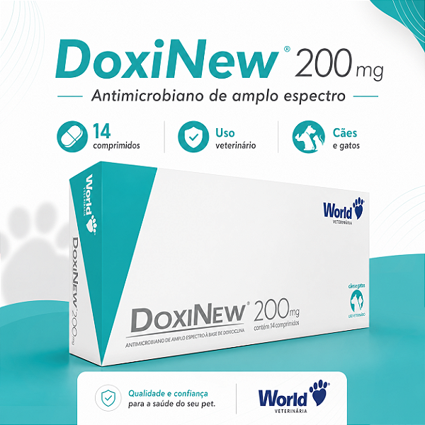 Doxinew 200mg 14 comprimidos Antibiótico Infecções