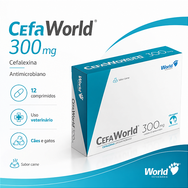 CefaWorld 300mg 12 comprimidos Medicamento Antimicrobiano