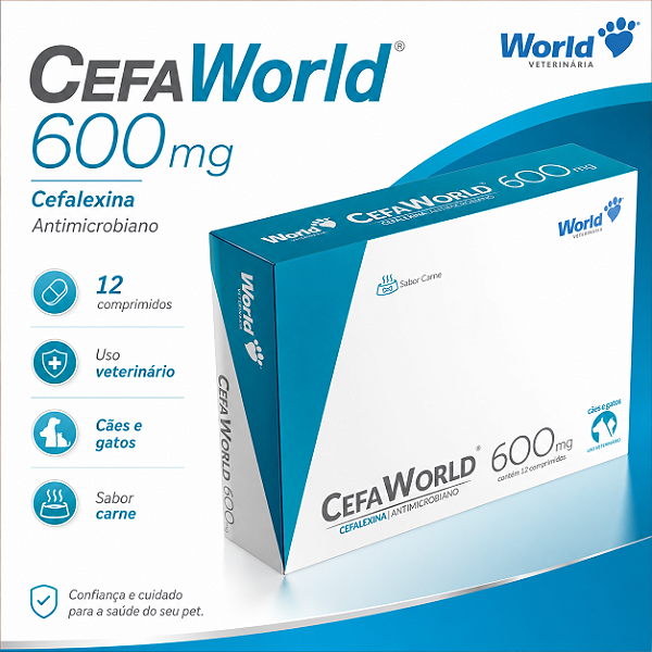 CefaWorld 600mg 12 comprimidos Medicamento Antimicrobiano