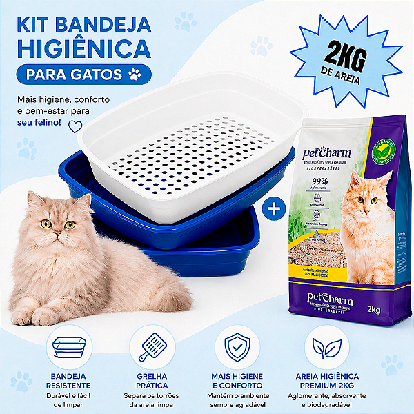 Caixa De Areia Furba Com Areia Pet Charm 2Kg