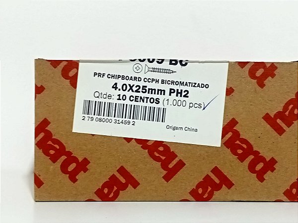Parafuso Chipboard Bicromatizado 4,0x25mm Hardt