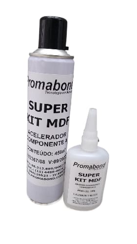 KIT MDF PROMABOND ATIVADOR 450ml + adesivo instantaneo 100g