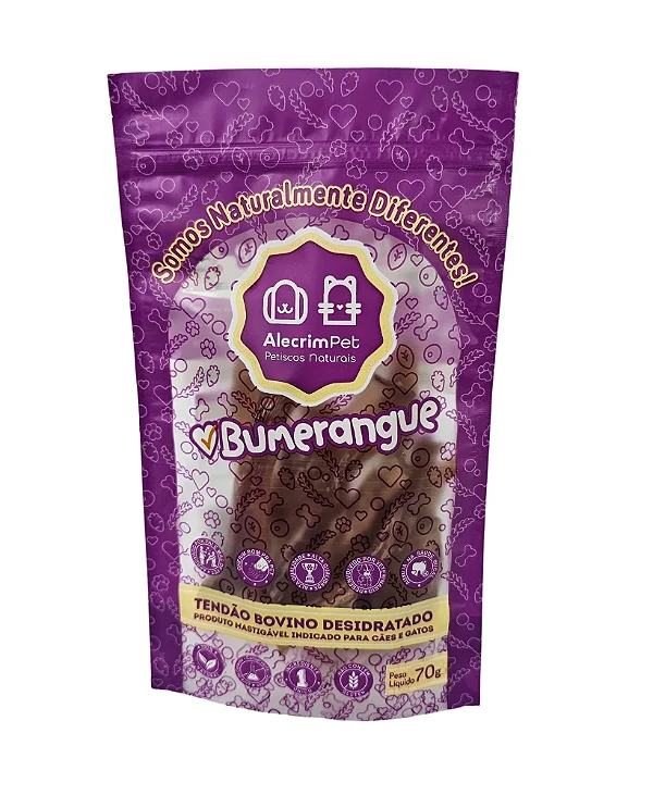 Mordedor Natural Para Cães - Bumerangue (Tendão Bovino Desidratado)