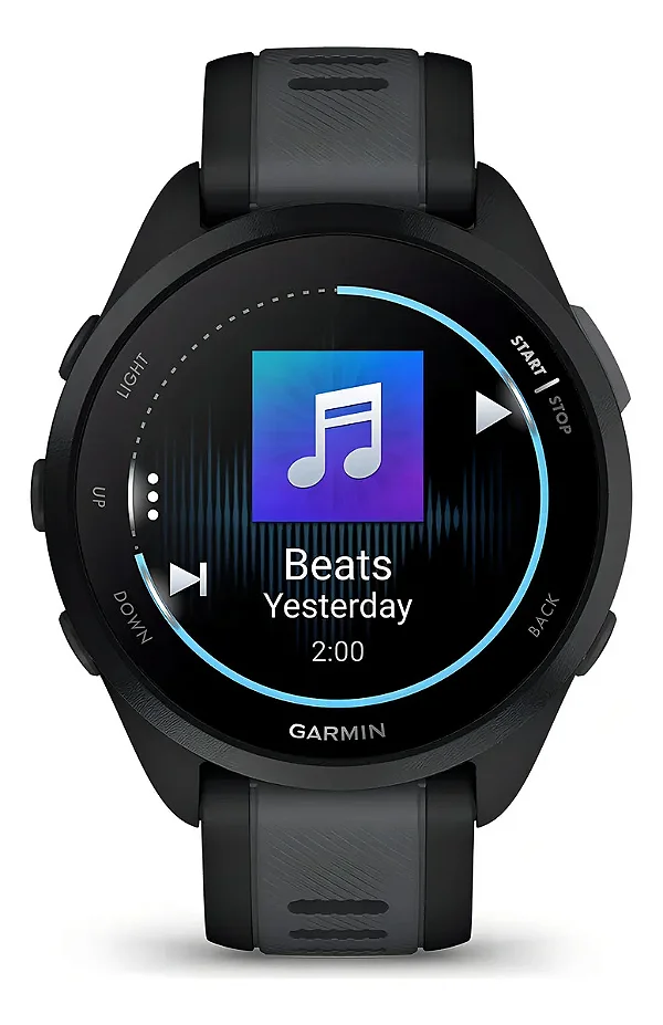 Smartwatch Garmin Forerunner 165 Music 010 02863 30 com 42MM / Tela Amoled / 5 Atm / Wi-Fi /