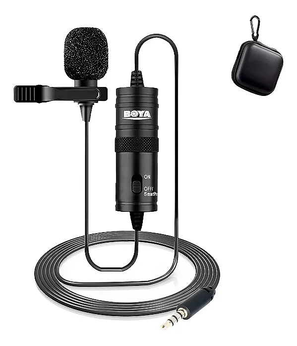 Microfone Lapela Boya BY-M1 para Câmera - Preto