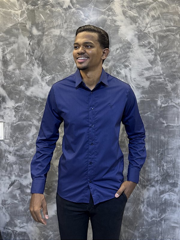 CAMISA SOCIAL ML JP AZUL MARINHO