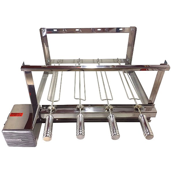 Grill Giratório Inox – Kit 520 Alto 4 Espetos Cabo Alumínio